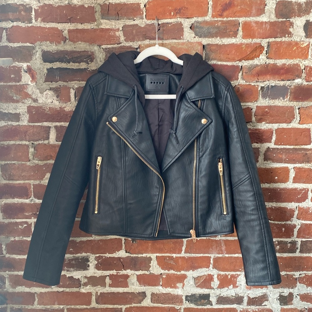 Blank NYC Leather Hooded Jacket